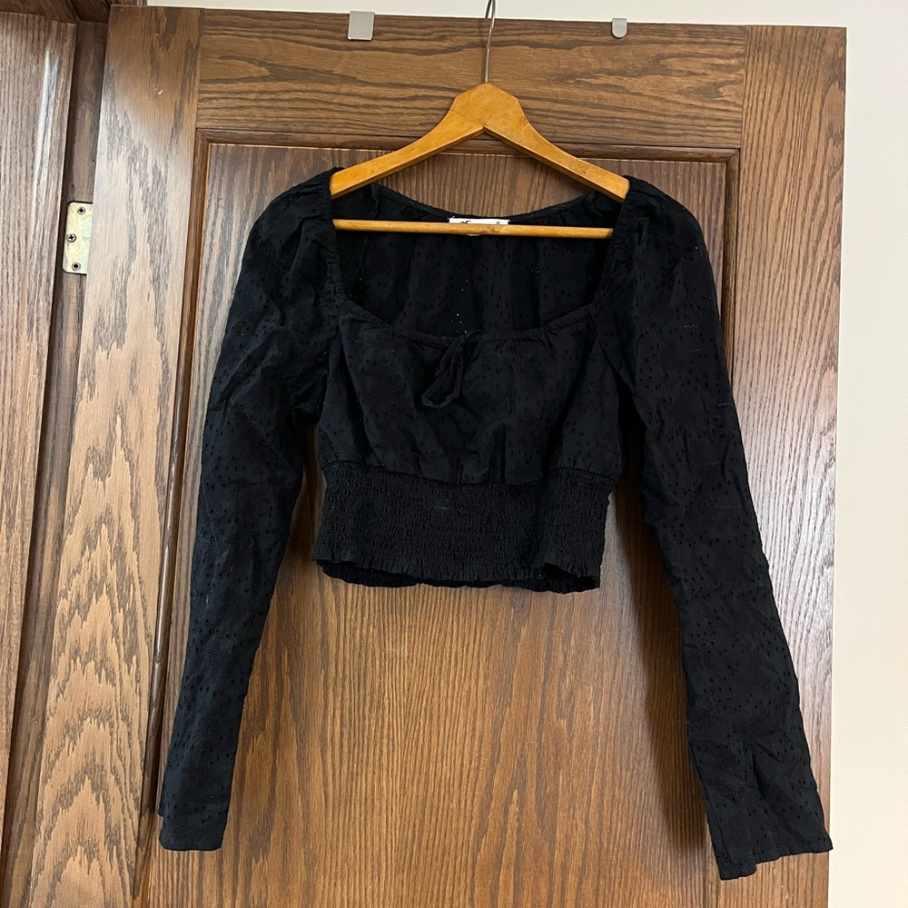 Eyelet long sleeve blouse